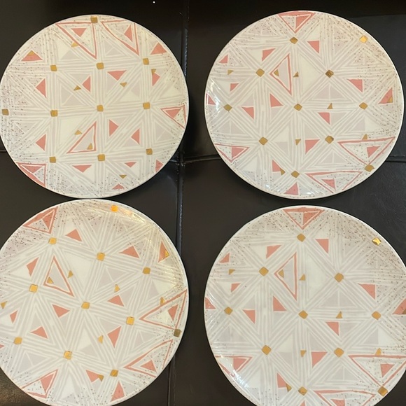 Anthropologie Other - New Anthropologie Night Sky Pink & Gold Star Dessert Plate Set AnthroLiving